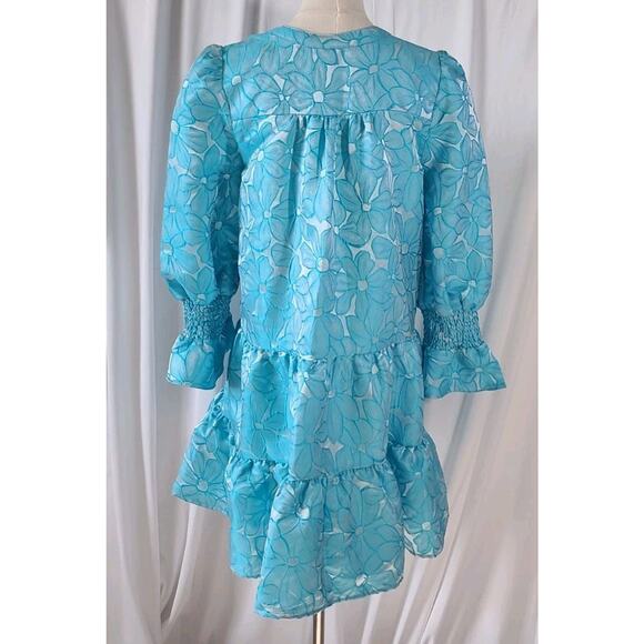 Tuckernuck Pomander Place Womens Blue Daisy Jacquard Kenzo Dress Medium New - Picture 7 of 8